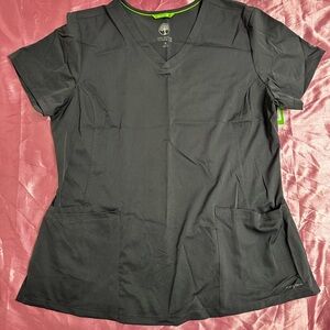 Healing Hands Black V-Neck Short Sleeve Scrub Top